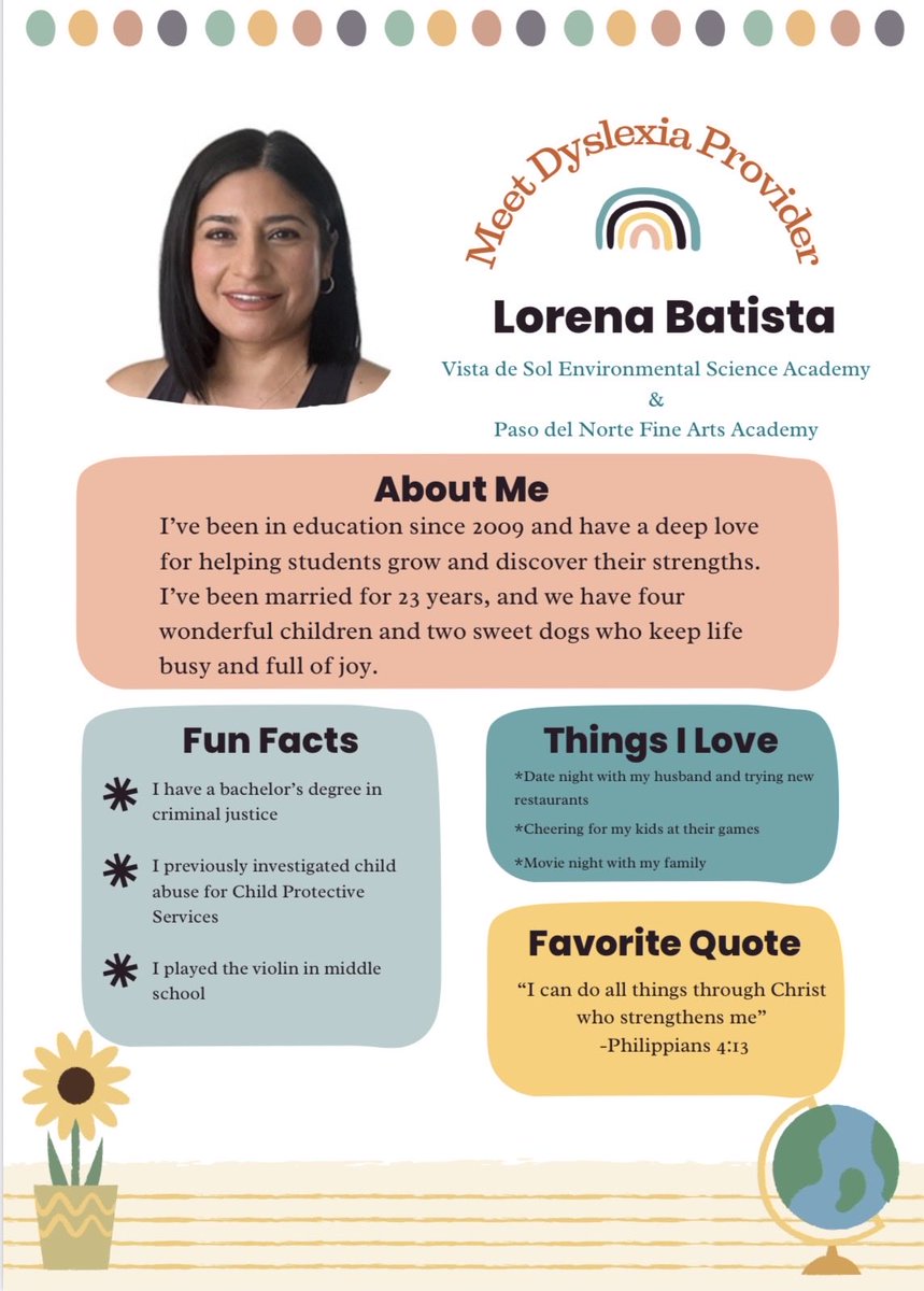MTapia_CI's tweet image. 📣Day 2 of celebrating our Dyslexia VIPs (Very Important Providers) who make a difference every single day! Take a moment to get to know about them 🤗📚💕 #TeamSISD #SPEDStrong #ALLIN