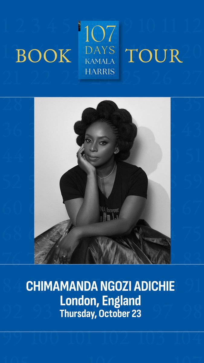 KamalaHarris's tweet image. I look forward to being in conversation with Chimamanda Ngozi Adichie on Thursday as part of the London Literature Festival.