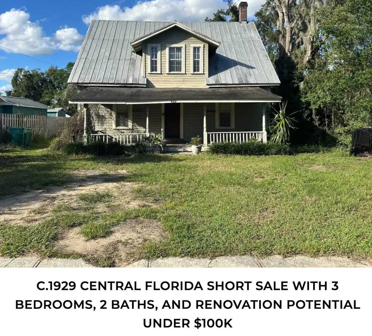 oldhouses100k's tweet image. c.1929 Central #Florida #ShortSale with 3 Bedrooms, 2 Baths, and Renovation Potential Under $100K. 
oldhousesunder100k.com/c-1929-central…