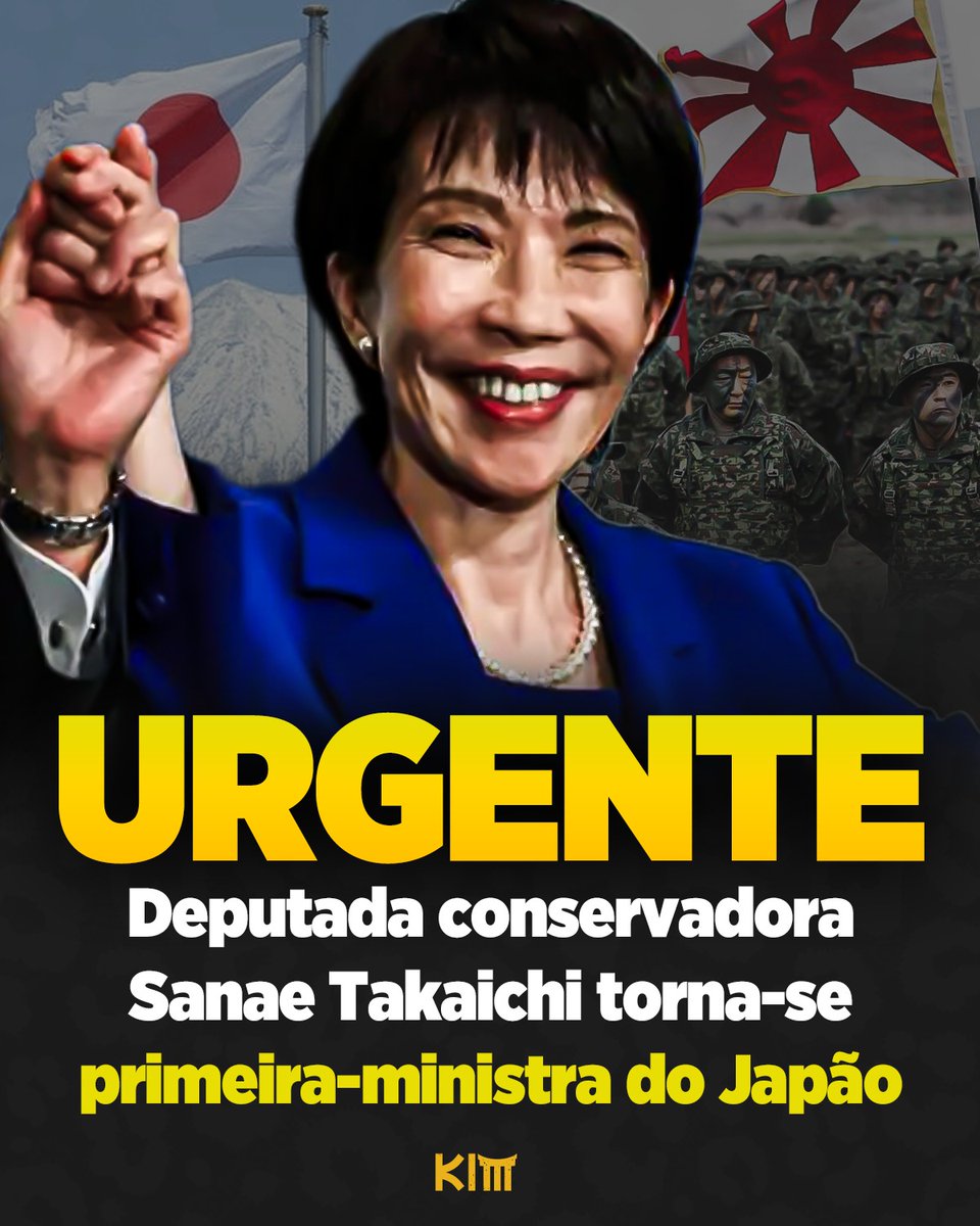KimKataguiri's tweet image. Pela primeira vez na história, o Japão tem uma primeira-ministra mulher.
Sanae Takaichi, recém-eleita, tem um discurso conservador firme em defesa da soberania japonesa e prometeu revogar o Artigo 9 da Constituição, que proíbe o país de ter Forças Armadas devido a um tratado…