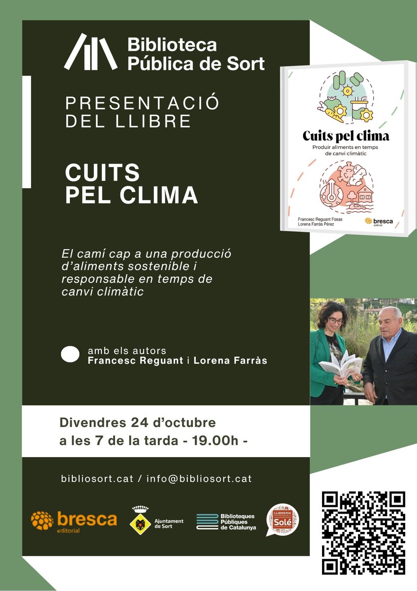 🥬 La producció d'aliments 🥵 i el canvi climàtic són dos qüestions vitals per a la supervivència de l'home

📖 A "Cuits pel clima" Francesc Reguant i Lorena Farràs ens desvetllen les claus del futur, no us perdeu la presentació aquest divendres a les 19h bibliosort.cat/esdeveniments/…