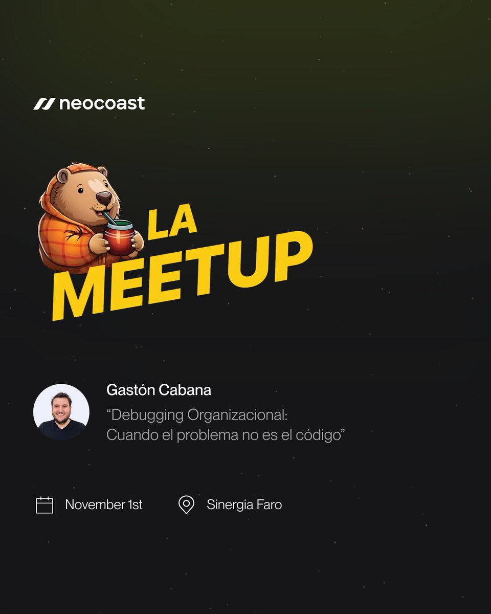 Neocoast (@neocoast_) on Twitter photo In just a few days we’ll be at La Meetup by OWU again 🔥
This time around, not just as sponsors: our very own QA Lead <a href="/GasCabana/">Gaston Cabana</a> will be one of the speakers!
Can’t wait to see you all there! 🐻🧉 In just a few days we’ll be at La Meetup by OWU again 🔥
This time around, not just as sponsors: our very own QA Lead <a href="/GasCabana/">Gaston Cabana</a> will be one of the speakers!
Can’t wait to see you all there! 🐻🧉