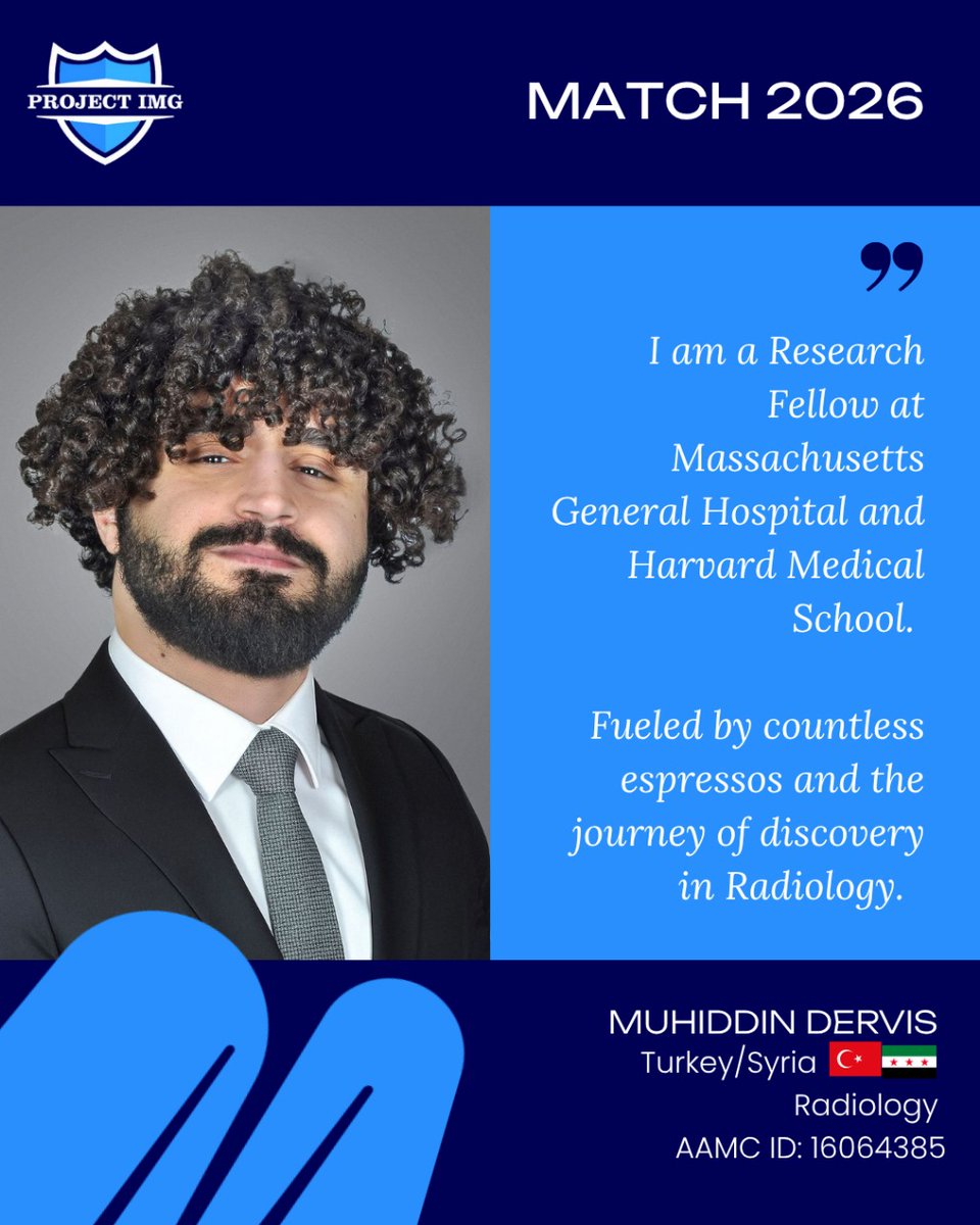 Best wishes to Muhiddin Dervis in the upcoming #Match2026! Wishing you every success as you take this next step in your journey! 💙🩺
#ProjectIMG #IMG #Radiology