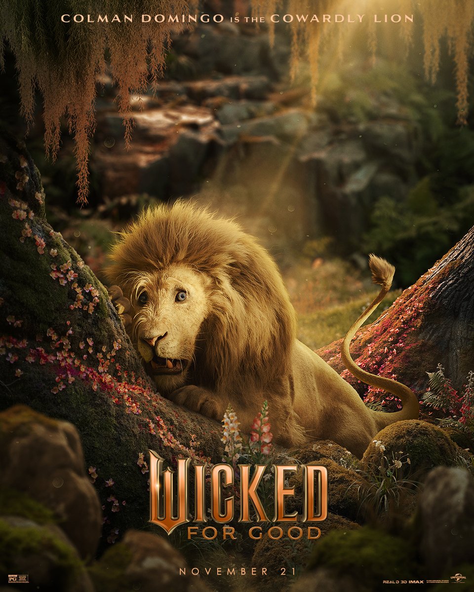 wickedmovie's tweet image. Welcome Colman Domingo as the Cowardly Lion 🦁 Wicked: For Good arrives in theaters in ONE month!
