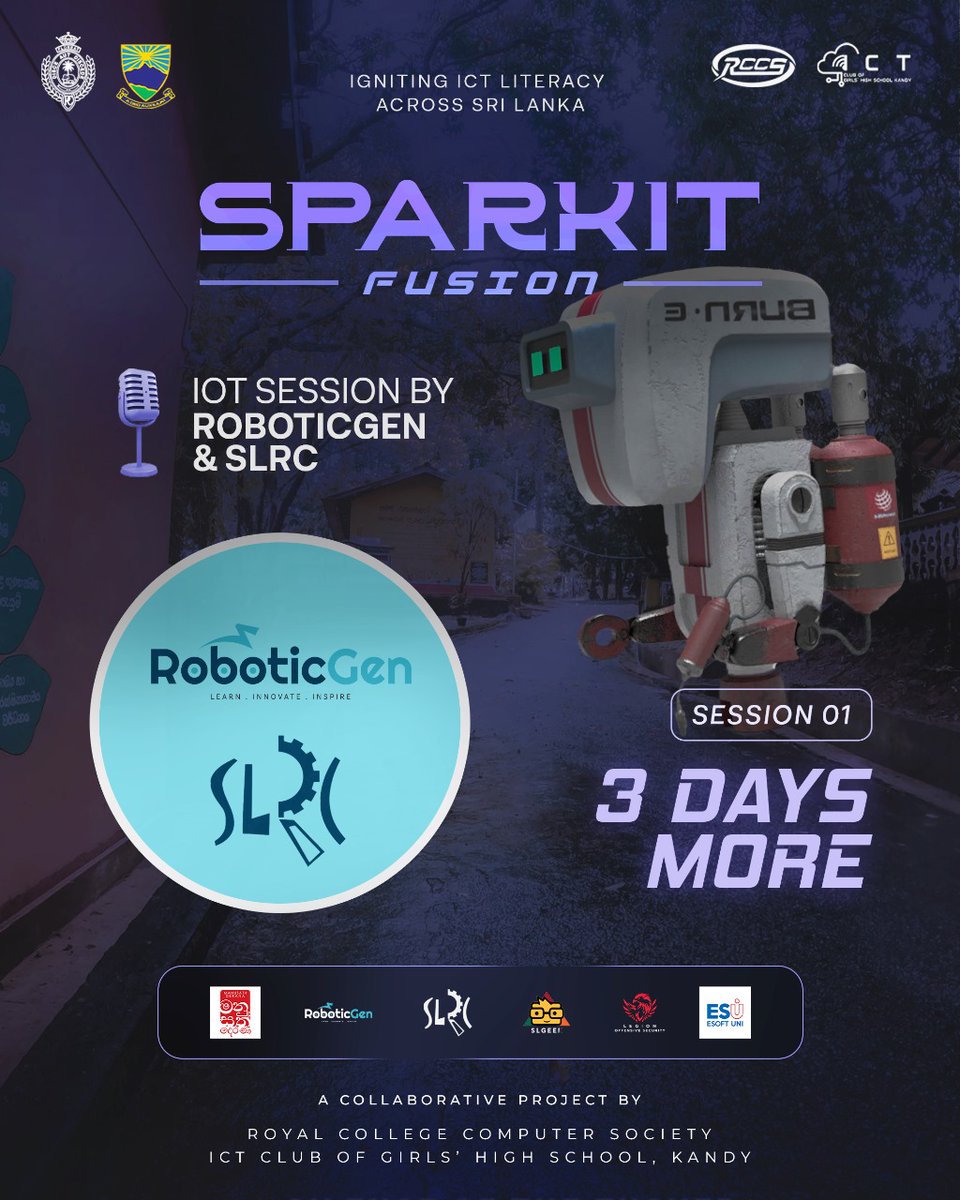 rccsonline's tweet photo. IoT Session by RoboticGen, in collaboration with the SLRC Branch and the Electronics Club of the University of Moratuwa, set to inspire the next wave of digital minds.

SparkIT Fusion | Phase 02 – Day 01
3 DAYS MORE!

#sparkit25
#rccsonline
#kghsictc
#roboticgen
#SLRC https://t.co/F66YrOfCXn