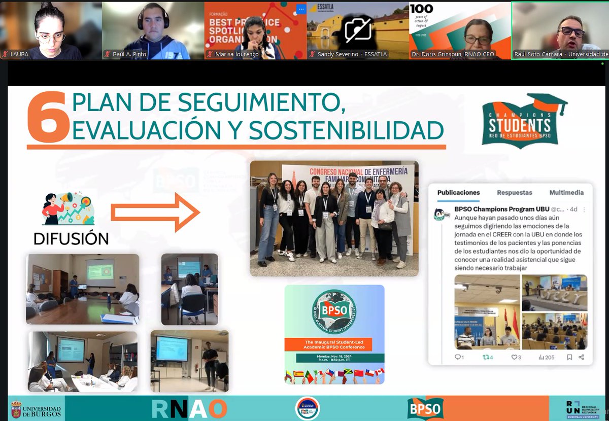 El Dr. Raúl Soto, líder del programa BPSO Académico de la @UBU, ha representado a su universidad en la reunión del Consorcio Iberoamericano BPSO de la <a href="/RNAO/">RNAO</a>. Una emocionante jornada de intercambio con colegas del programa. #BPSO <a href="/AmaliaSilvaG/">Amalia Silva</a> <a href="/DorisGrinspun/">Dr. Doris Grinspun 🇨🇦 RN, PhD, FAAN, O.ONT</a> <a href="/rpintornao/">@RaulPintoRNAO</a>