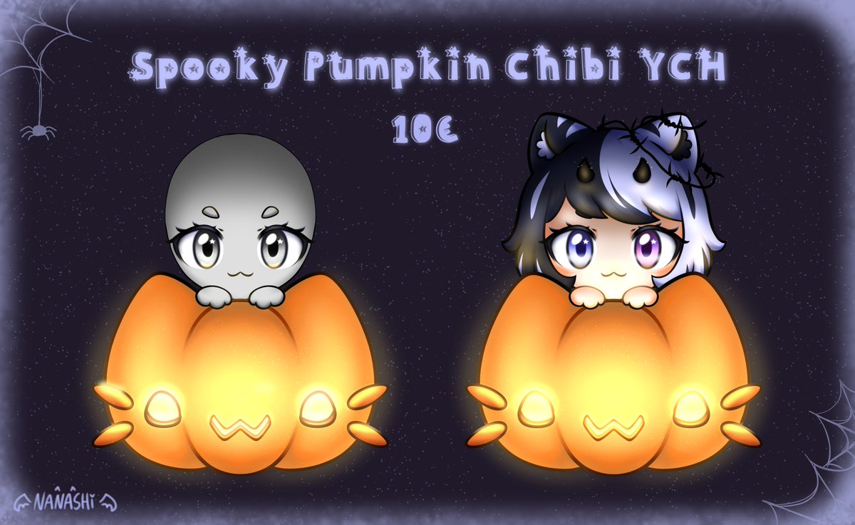 🎃✨ Spooky Pumpkin Chibi YCH now open! ✨👻

Get your own adorable Halloween chibi for 10€!🍬🎨 DM me for more details! >w<💕 #YCH #HalloweenArt #SpookySeason #ChibiArt