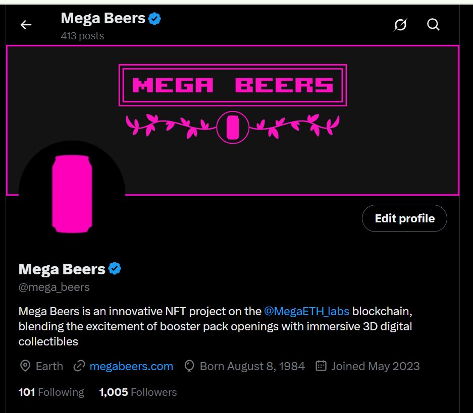 mega_beers's tweet image. We have just reached 1000 followers on X!
We're super happy reaching that milestone and couldn't have done it without you all 🍻
Thank you all Legends, more to come 🔥