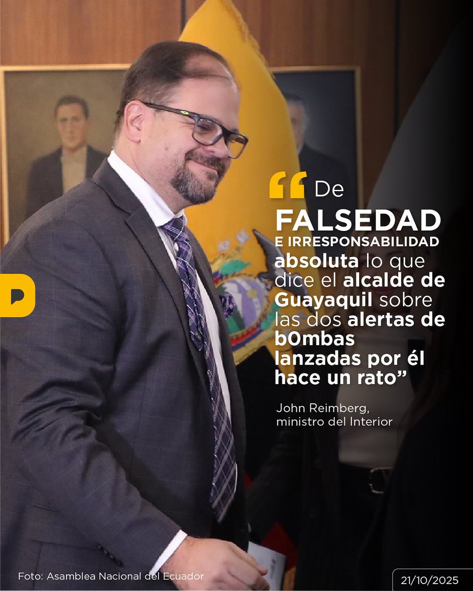 "Aquiles, mentir no está bien”. John Reimberg, ministro del Interior, pidió al alcalde de Guayaquil, Aquiles Álvarez, que verifique “la información antes de hacerla pública”. Esto en relación a la amenaz4 de bomba registrada esta mañana en Guayaquil.