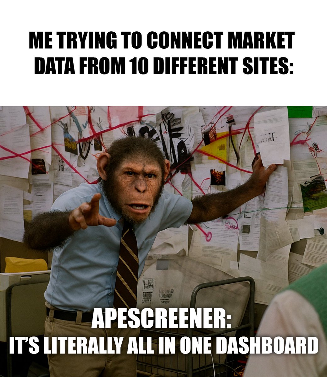 apescreener's tweet image. Most traders trying to make sense of the market vs ApeScreener users connecting data in one click.