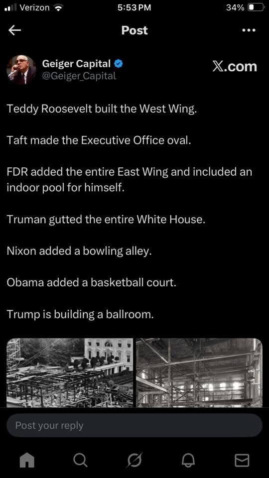 Soooo you're gonna just ignore the multiple other presidents (including Obama) who made major changes to the white house?