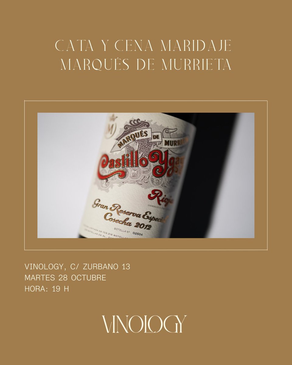 El martes 28, recibiremos a Marqués de Murrieta, una de las bodegas más reconocidas de Rioja, para una cata y cena maridaje.
Recorreremos su historia a través de sus vinos, desde Castillo Ygay y Capellanía, hasta las joyas gallegas de Pazo de Barrantes

👉vinology.wine/producto/marqu…