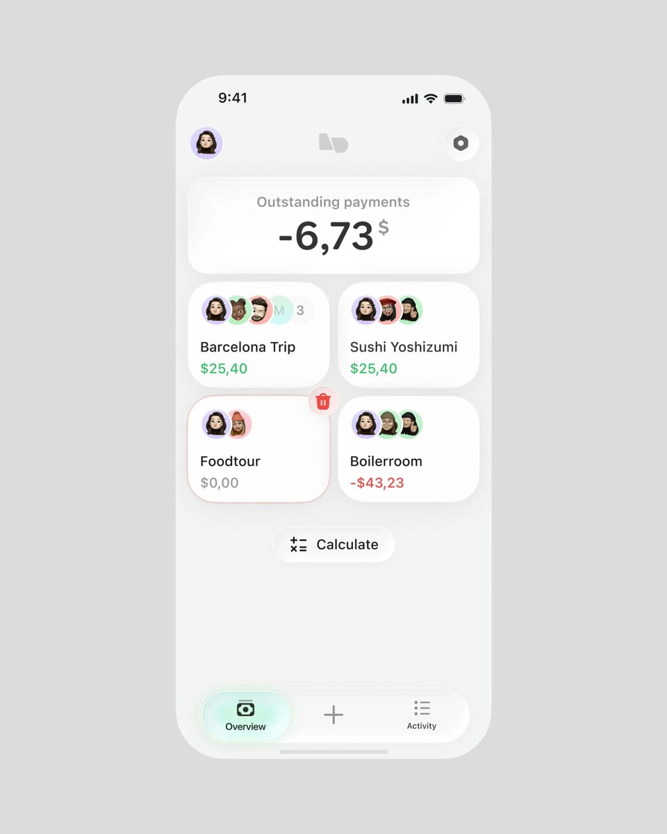 Expense split overview by <a href="/0xSphere/">Studio Sphere</a>