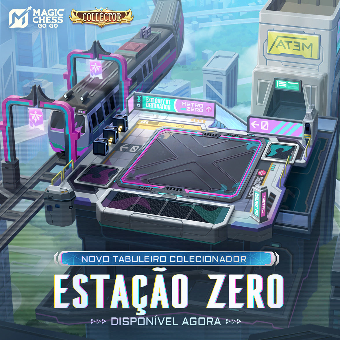 mcggbr's tweet image. Caros passageiros, o trem do Metro Zero chegou. Preparem-se para embarcar. O Tabuleiro ""Estação Zero"" já chegou!
#MagicChessGoGo
#MCGG
#MCGGSeason3
#MCGGS3CosmicTraders
#MCGGNewSeason