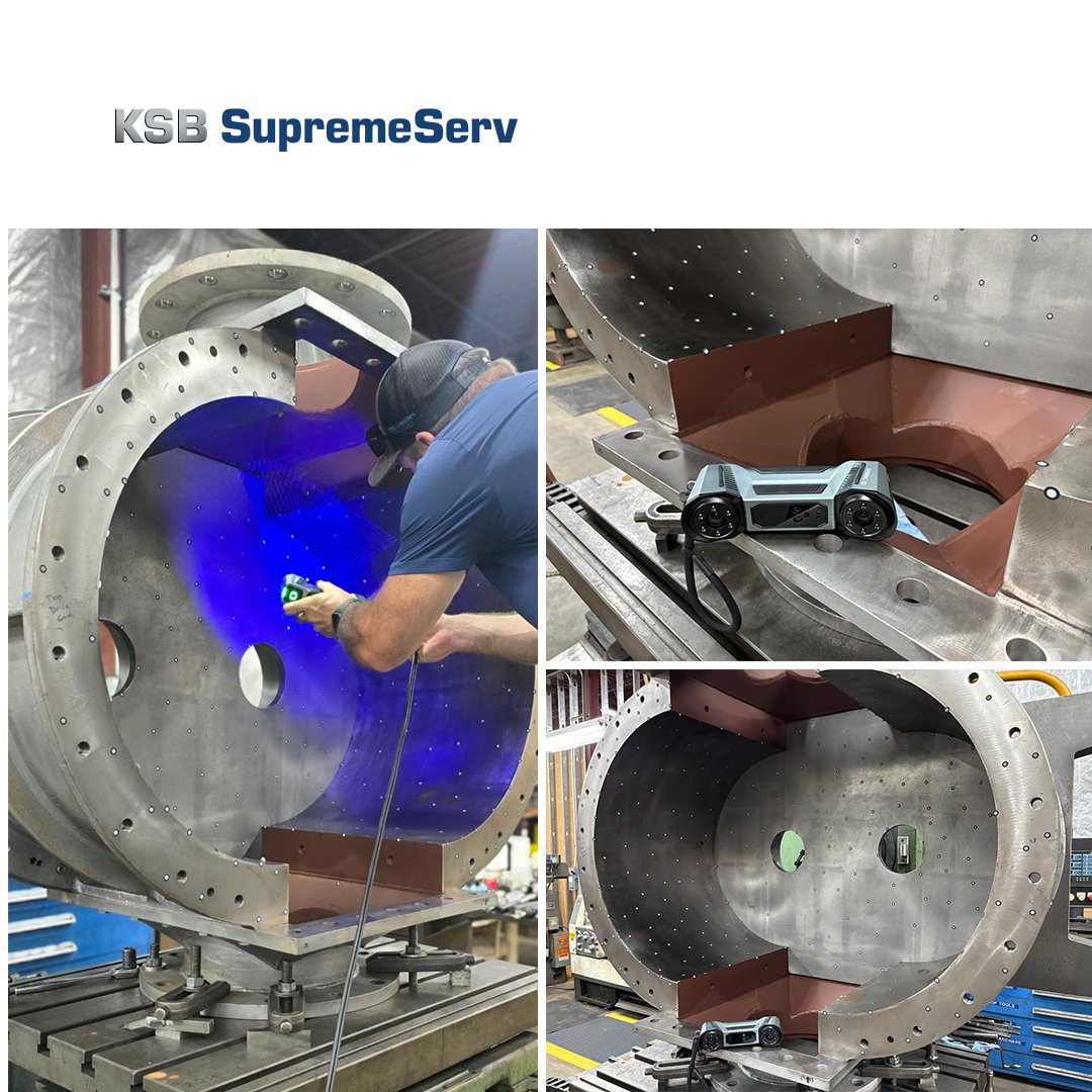 KSB SupremeServ offers solutions for #service, #repair, and #spare parts. One of those is 3D scanning. Available in-house or on-site, the scans are utilized in the initial step of ReEngineering to reproduce obsolete and legacy parts and improve design.

#Pumps911 #solutions