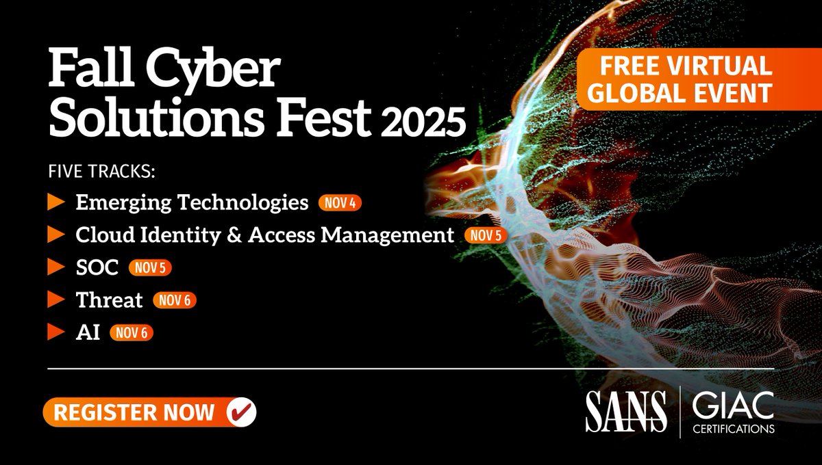 SANS Cloud Security (@sanscloudsec) on Twitter photo ⏳Countdown to the #SANSCyberSolutionsFest is ON!! Time is running out to secure your spot at the premier event for cybersecurity professionals.
Don’t miss your chance to learn from industry experts and connect with a global community.
Register now: sans.org/u/1CSc ⏳Countdown to the #SANSCyberSolutionsFest is ON!! Time is running out to secure your spot at the premier event for cybersecurity professionals.
Don’t miss your chance to learn from industry experts and connect with a global community.
Register now: sans.org/u/1CSc