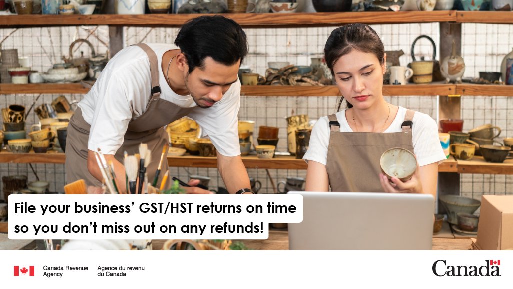 CanRevAgency's tweet image. 📢 Reminder for #CdnBusiness owners!
File your GST/HST returns before the due date. You must file returns regardless of whether you have anything to report: ow.ly/bTYp50XeXma #CdnTax #SmallBusinessWeek #BDCsbw