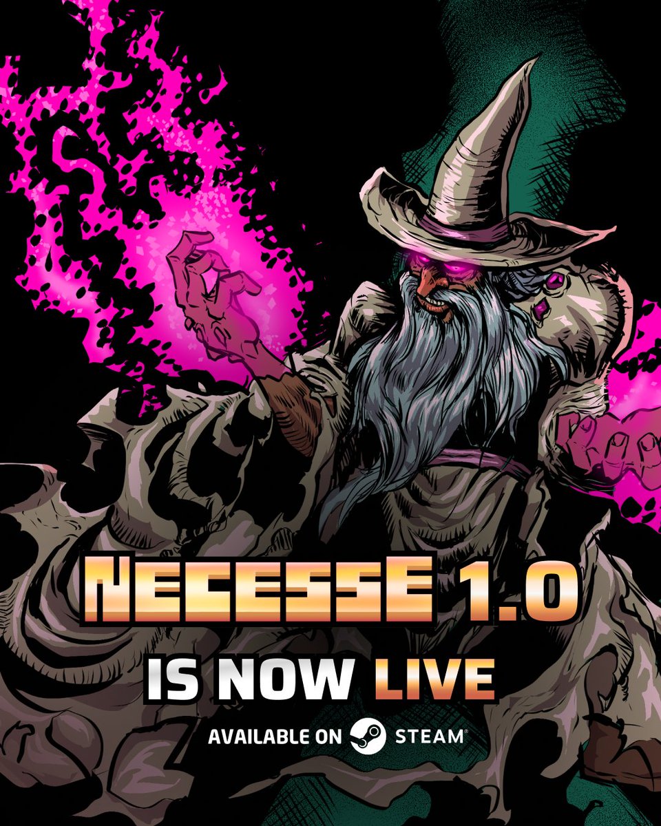 NecesseGame's tweet image. Necesse 1.0 is finally out. Thank you all — seriously. To celebrate, enjoy 50% off on Steam.