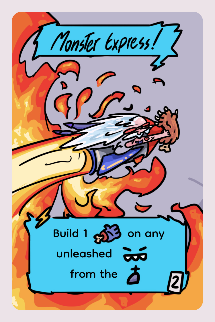 Shyphu3's tweet image. You think I’m just going to stay put while you unleash your monster and take all the glory? HA!
Eureka cards are all sorts of fun buffs or removals that players can play at any time -either to empower themselves or to slow down others.
#cardgamedevelopment #boardgames