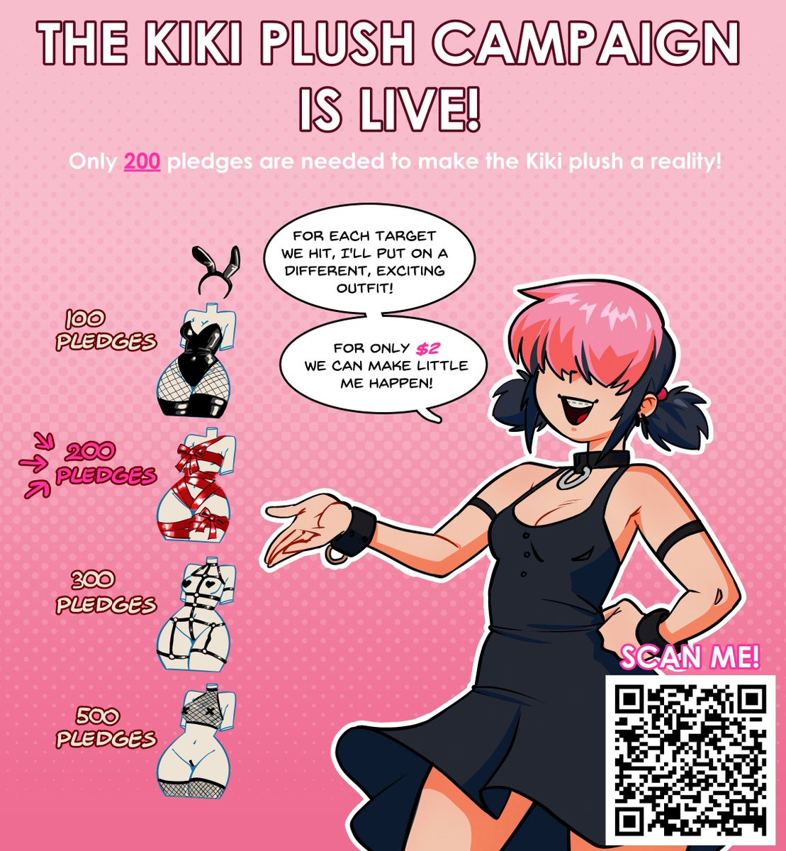Day 2 of the petition for the Kiki plush, and we're bringing some artistic incentives for your support!

Remember, a pledge is basically a refundable preorder!

check my pinned post for more information!