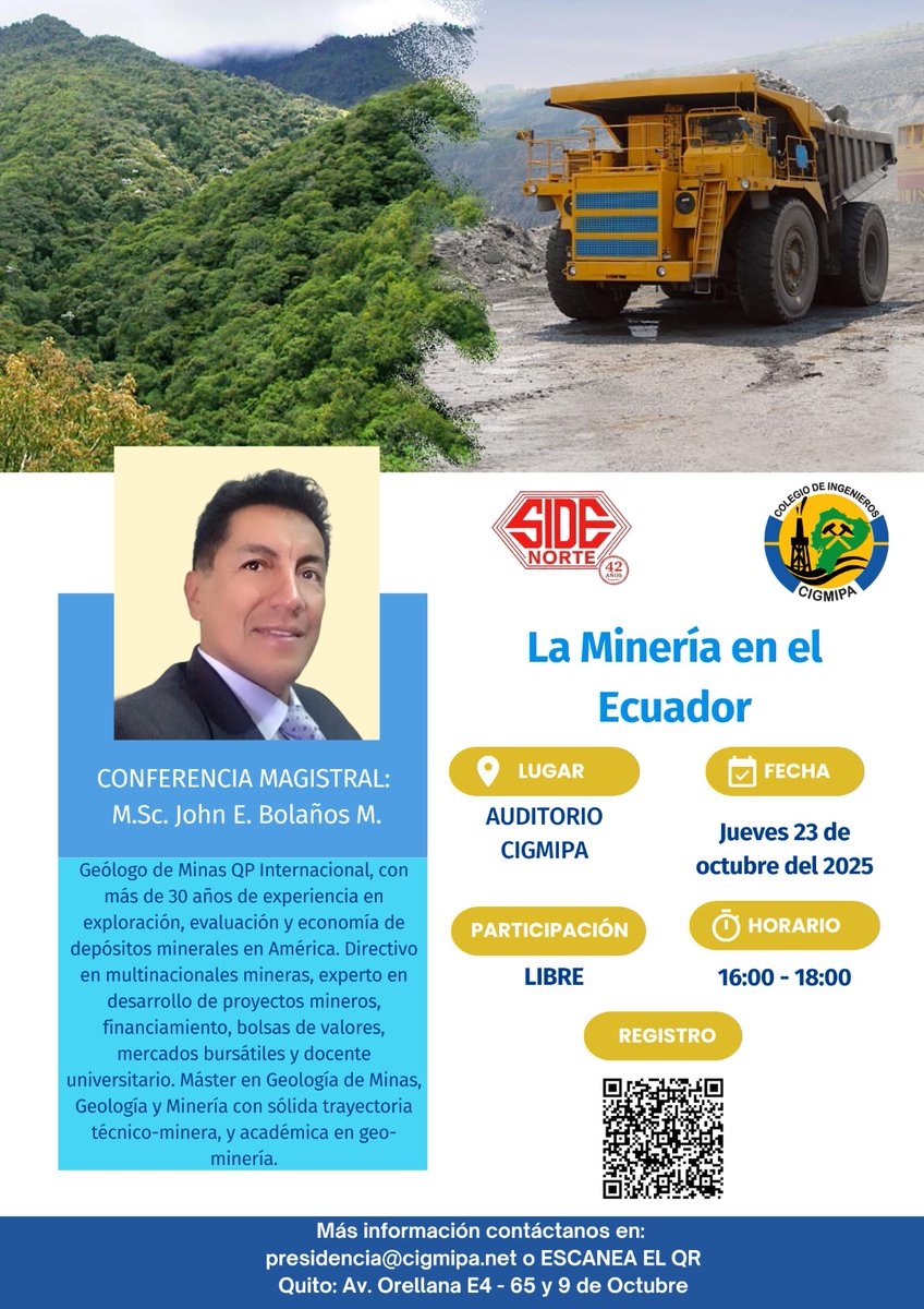 Recomendado: el ingeniero Bolaños tiene un amplio trabajo de recopilación de recursos minerales en las regiones del Ecuador. ¡Aproveche! Organiza <a href="/CIGMIPA_ECU/">CIGMIPA</a>