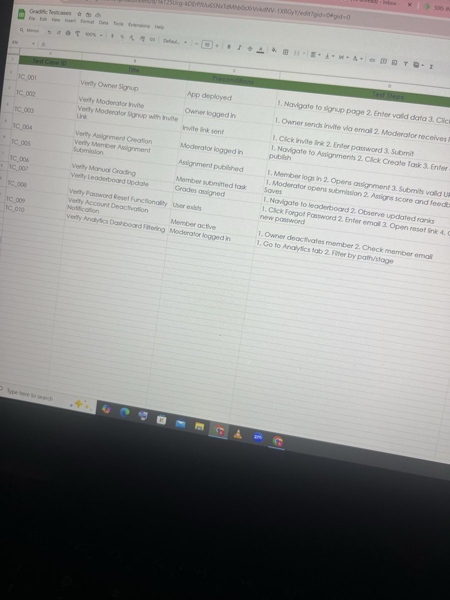Folamiadenike's tweet image. Just wrapped another QA task for #HNGi13! 🎯
Reviewed Gradific’s PRD & FRD, created a full Test Plan + Test Cases for its academic evaluation platform.
QA isn’t just bug-hunting it’s ensuring reliability & real user value. 💡
#SoftwareTesting #QA #HNGintership #HNG13