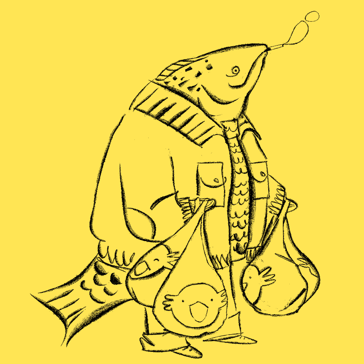 FleshAtronach's tweet image. 🐟 this is an old drawing redone bc the original was too tiny to print huuuuuuuuuu