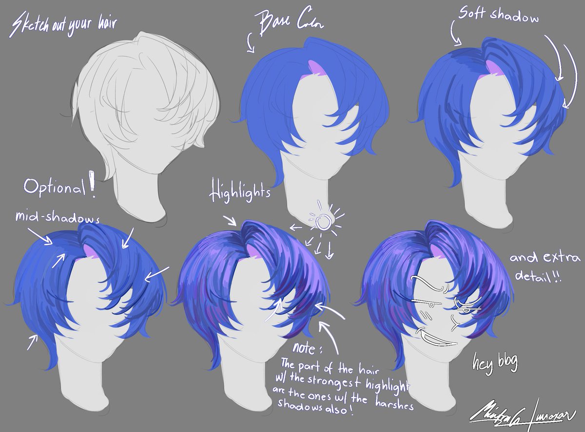 lunoxar's tweet image. I got you guys a tutorial on how I render hair with default brush. 
#tutorial 
#hairrender