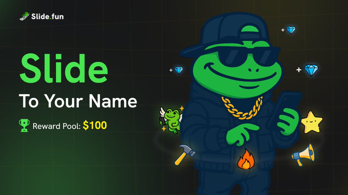 SlideFunBot's tweet image. 7-Day Slide Challenge 
Add the 🛝 icon to your Telegram name and join the Slide tribe 👀
💰 $100 for 20 random sliders!
✅ How to join:
1️⃣ Add “🛝” to your Telegram name
2️⃣ Verify in the bot quest to earn XP
⏳ Ends Oct 28 — Let’s flood Telegram with slides 🐸
👉…