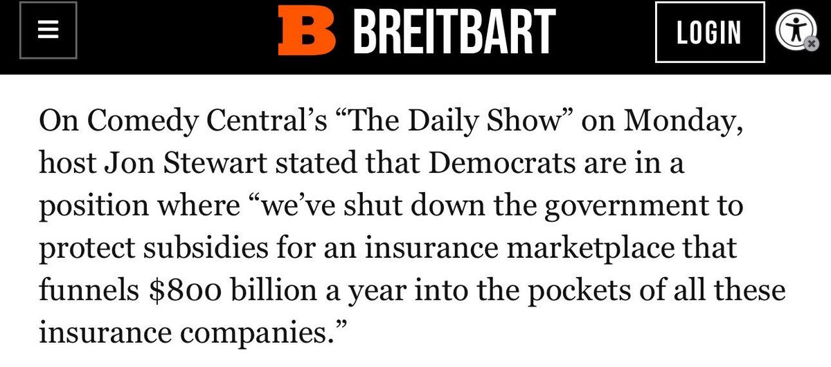Hey Dems, when you’ve lost ⁦<a href="/jonstewart/">Jon Stewart</a>⁩ on the #schumershutdown talking points, it’s time to give it up. 

Maybe he reads a lot of ⁦⁦<a href="/brian_blase/">Brian Blase</a>⁩.