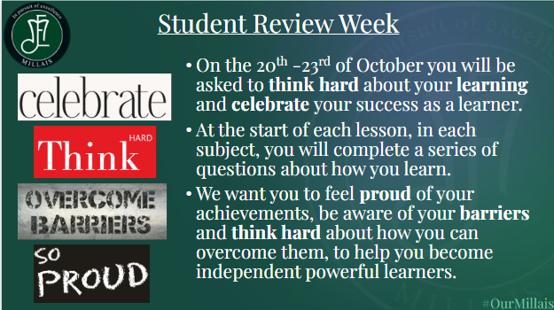 How do we challenge our students to think hard about their learning?#MillaisSchool Student review week is well under way! #MillaisAspiration #MillaisResilience