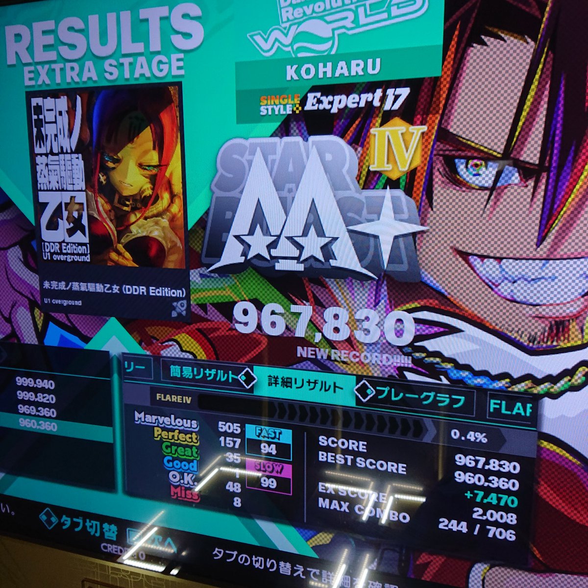 koharu64321944's tweet image. レベル16と17も伸びました(^^)
嬉しいことなのだがグリッチｨｨｨ、、、ニューミレのパフェ数も含め鍛えます。
#DDR #DDR_WORLD