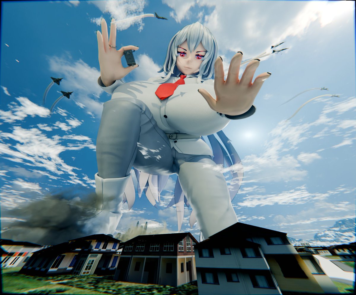 Giga Jill Darby now has you in her sights. She slowly reaches down, not caring at all about the jets circling around her. All she wants right now is to stuff you in her boobs. See more versions of this Render on the Pea Pea sight, link in Bio.
#giantess #巨大娘 #sizetwitter