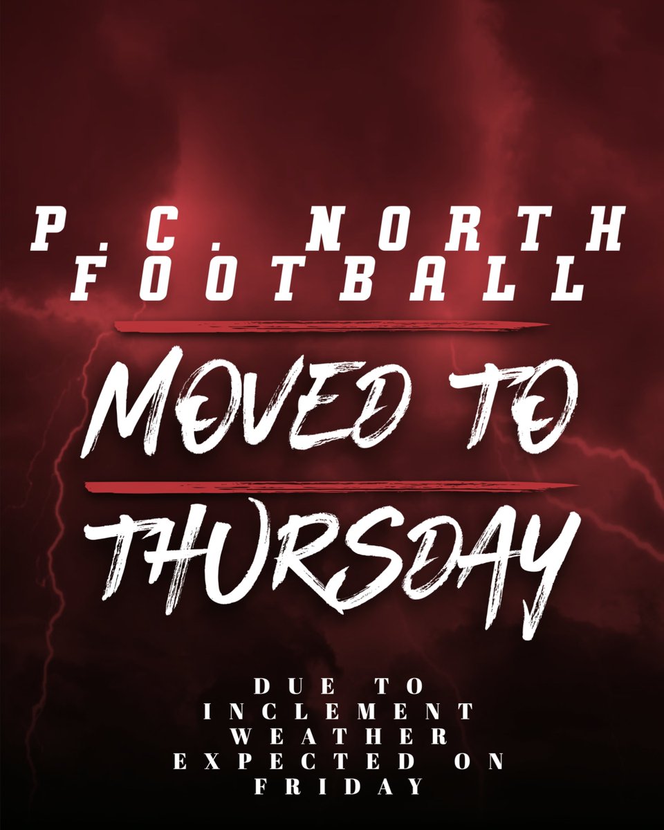 Football game moved up to Thursday. Go Panthers!