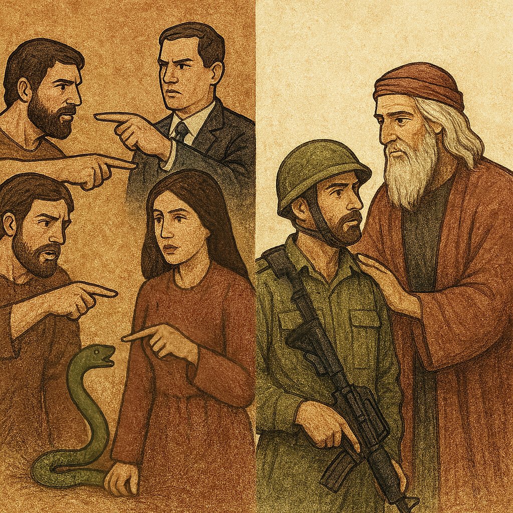 שיעור במנהיגות
הרב זקס פותח את ספרו ״שיעורים במנהיגות״, פרשת בראשית, עם שאלה:
״אם מנהיגות היא הפתרון, מהי הבעיה אותה היא באה לפתור?״
והוא עונה:
״תשובתה של התורה על כך חדה וברורה - מנהיגות באה לפתור חוסר לקיחת אחריות״.
הוא ממשיך על כך שהפרקים הראשונים בבראשית מתעסקים בשני סיפורים