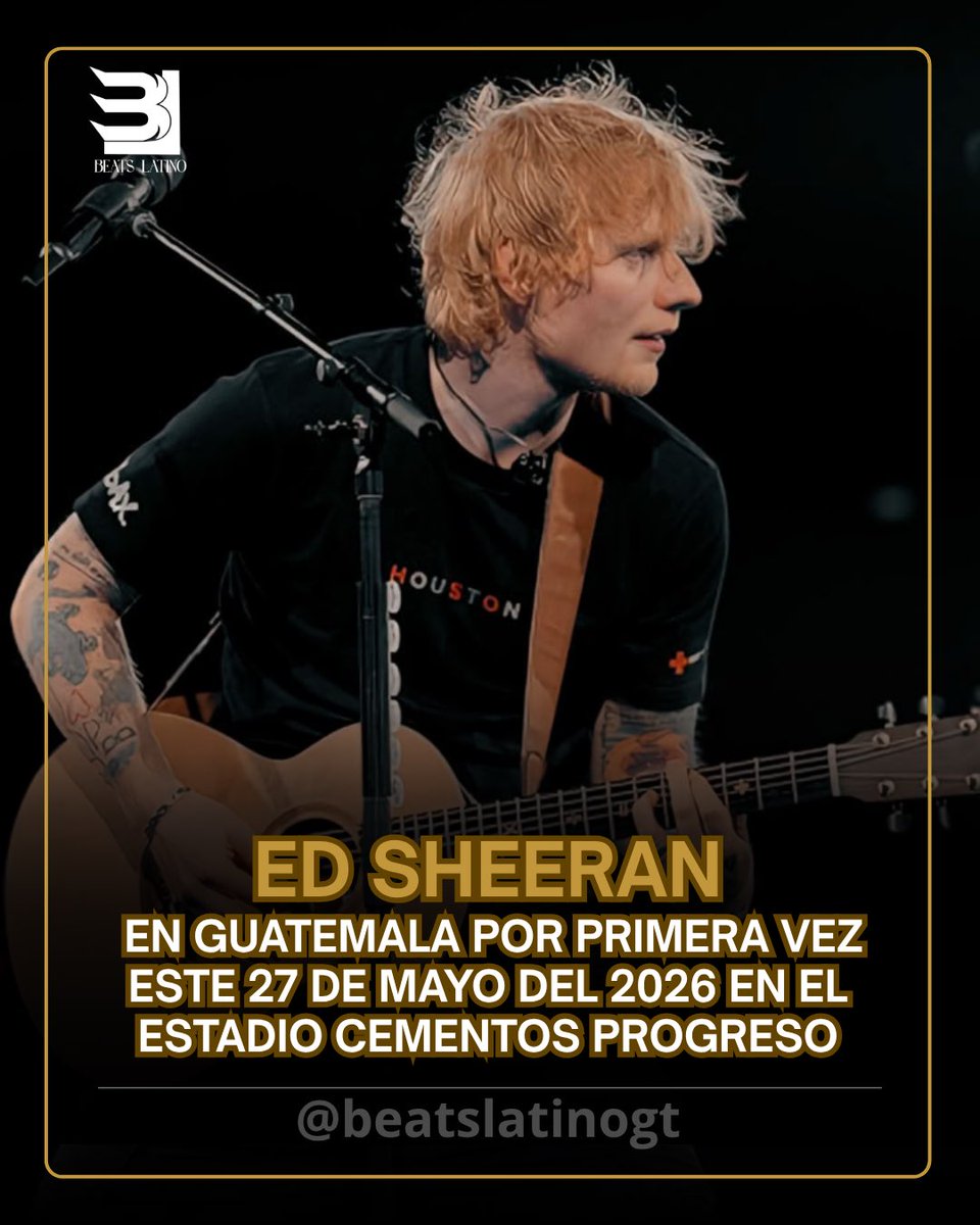 ED SHEERAN – LOOP TOUR GUATEMALA ✨🩷

¡El momento que todos esperábamos llegó! 🎶
Por primera vez en la historia, Ed Sheeran se presentará en Guatemala 🇬🇹 . 

📍 Estadio Cementos Progreso
📅 27 de mayo 2026
🎟️ Entradas pronto en Ticketasa.gt

Produce ASA PROMOTIONS