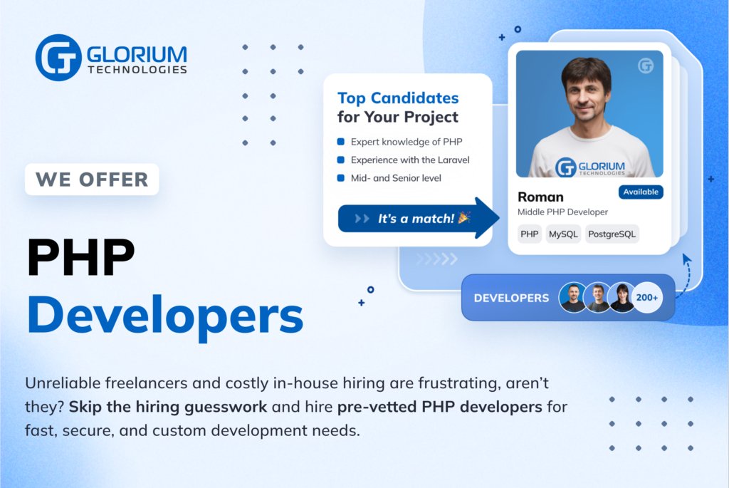 Glorium_Tech's tweet image. 💻 Need skilled PHP developers without the hiring hassle?
At Glorium Technologies, we connect you with pre-vetted PHP experts ready to deliver fast, secure, and scalable web solutions — without months of recruiting or onboarding delays.
Our developers work with modern PHP…