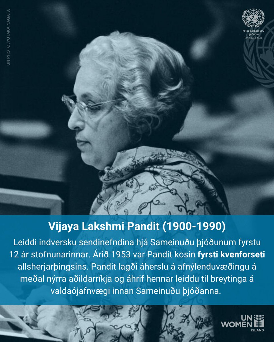 UNAIceland's tweet photo. Í 80 ár hafa konur innan Sameinuðu þjóðanna leitt breytingar og mótað framtíðina. 🌍

Fjöldi kvenna hefur unnið merkilegt starf vettvangi Sameinuðu þjóðanna. Við tókum saman helstu afrek fimm þeirra 👇

#UN80 #UN #Sameinuðuþjóðirnar #UNWomen https://t.co/URZt3VQiLY