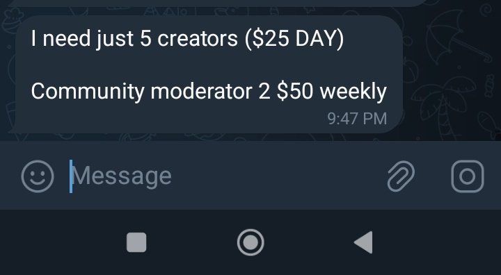 GIGME01's tweet image. Hiring!!!
Looking for 5 creators and 2 moderators
Payment $25-$50
-Repost this
- Drop TG username
Good luck