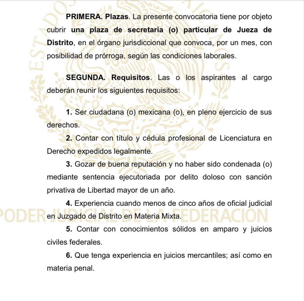 Marangeles29's tweet image. #PoderJudicial. En #Tijuana se solicita secretario(a) particular para juzgado de Distrito. ¿Cuántos juzgadores “electos” no cumplen con los requisitos de la convocatoria? #Atínale 🎯
#ReformaJudicial #ElecciónJudicial