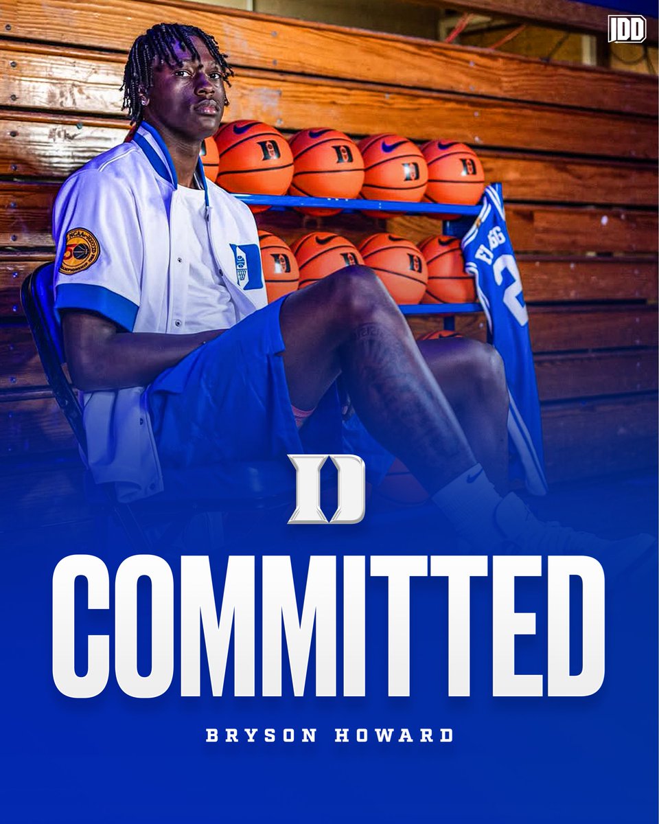 InDepthDuke's tweet photo. BREAKING: 2026 Five-Star small forward Bryson Howard has committed to Duke! #HereComesDuke 

Howard is the No. 12 overall prospect in the 2026 class, and No. 1 player from the state of Texas. 

Jon Scheyer wins another blue blood battle over Kentucky and North Carolina. 

Welcome Bryson! #𝕿𝖍𝖊𝕭𝖗𝖔𝖙𝖍𝖊𝖗𝖍𝖔𝖔𝖉