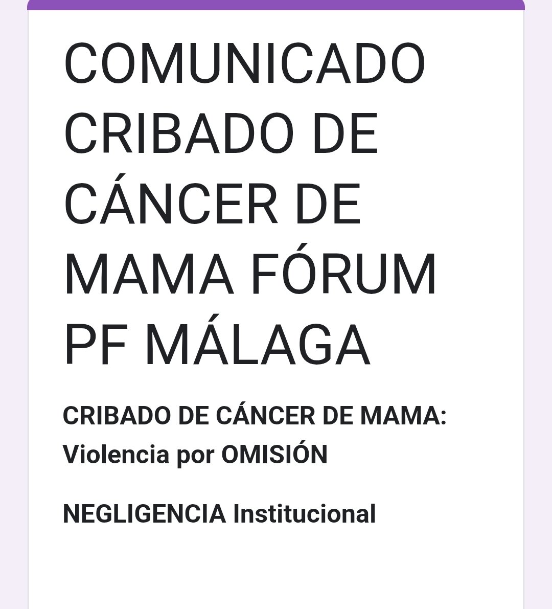Años de recortes, de desprecio a lo público y de unas políticas que anteponen el lucro privado. <a href="/AndaluciaJunta/">Junta de Andalucía</a> responde al escándalo y ya es tarde para muchas mujeres.

Mujeres organizadas se han enfrentado y denunciado la terrible negligencia
Firma👇🏼

docs.google.com/forms/d/e/1FAI…