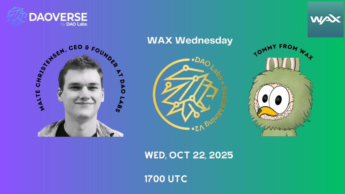 🔥The most advanced form of next generation content creation, community engagement, interaction, and rewards. <a href="/TheDAOLabs/">DAO Labs</a>  #SocialMiningV2  platform. Now the rocket is firing for the <a href="/WAX_io/">WAX</a>  ​​community.

Malte Christensen, CEO &amp; Founder of DAO Labs, the architect of Social