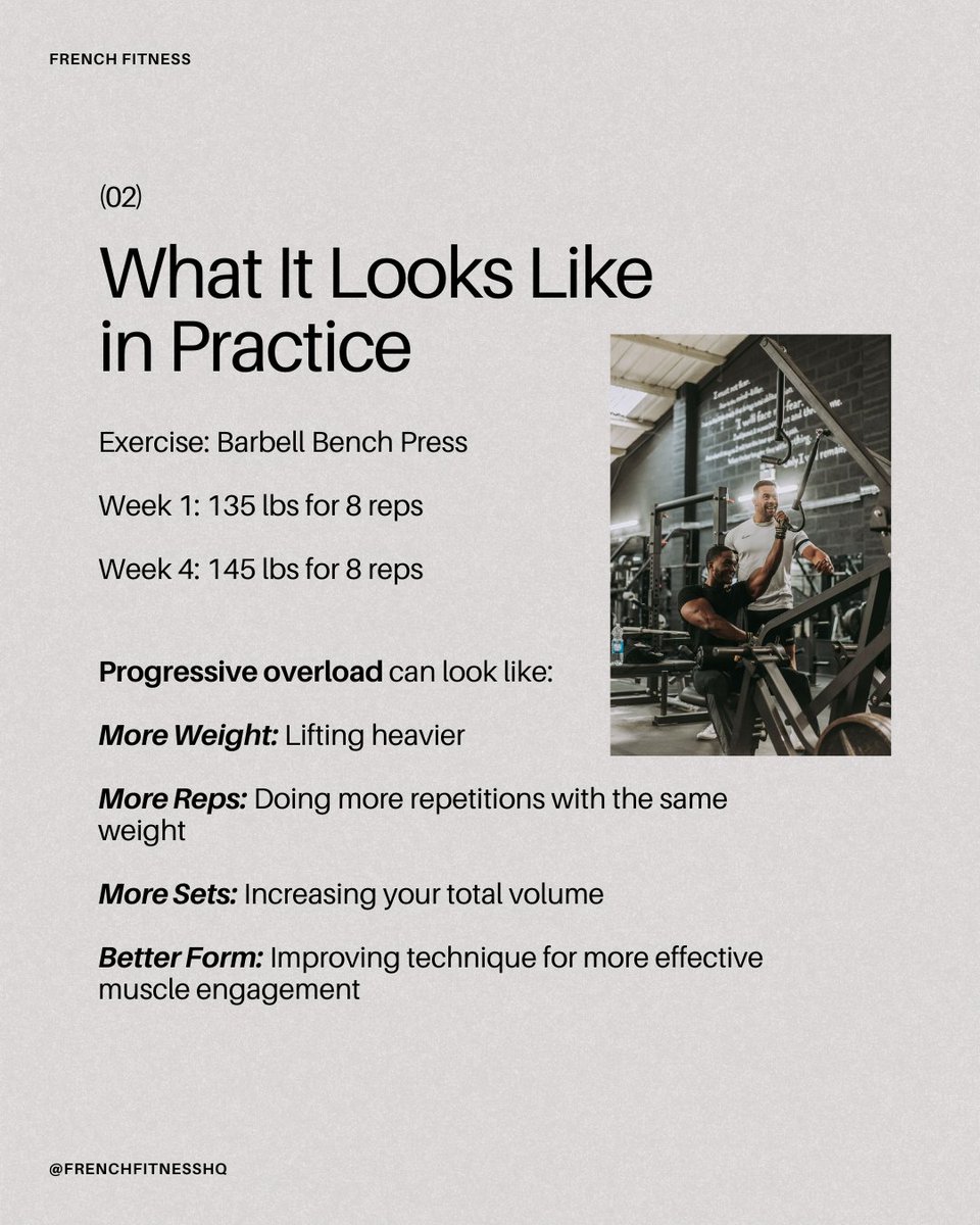FrenchFitnesshq's tweet image. What is the one non-negotiable rule for getting stronger and building muscle? It’s Progressive Overload. 💪

Understanding how to implement progressive overload is what separates those who plateau from those who make progress year after year.

#ProgressiveOverload #GymTips