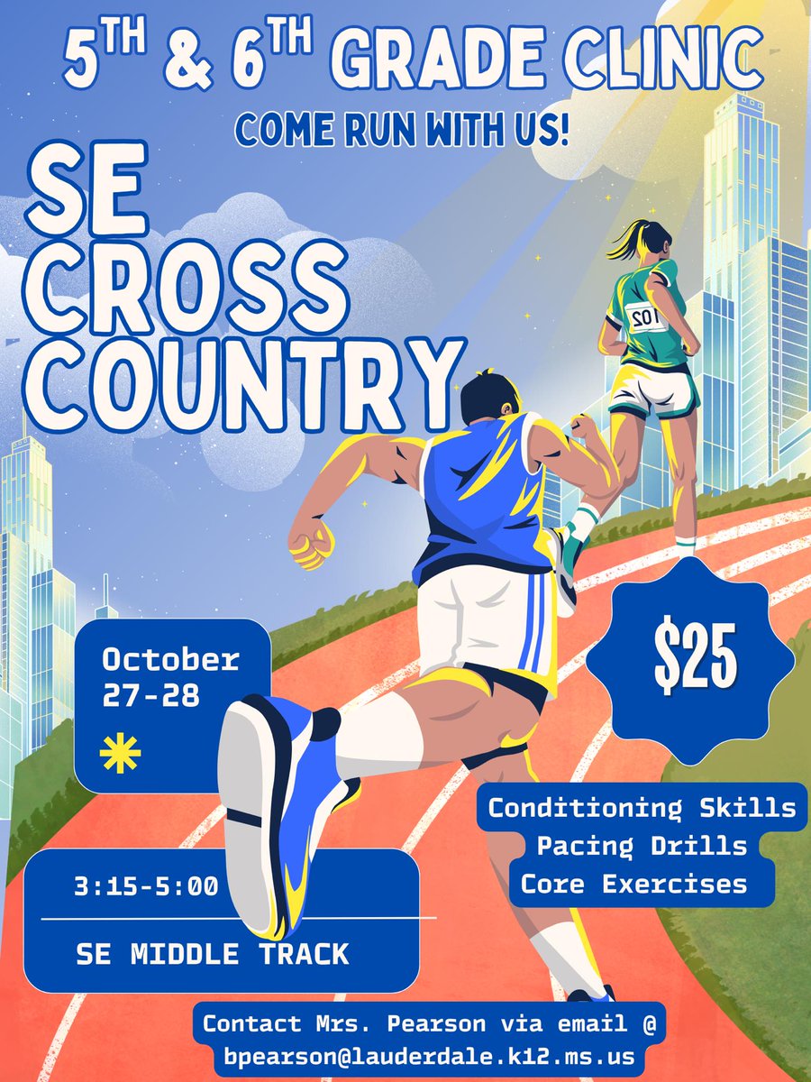 Future runners, this one’s for you! Join us for the SE Cross Country 5th &amp; 6th Grade Clinic!
