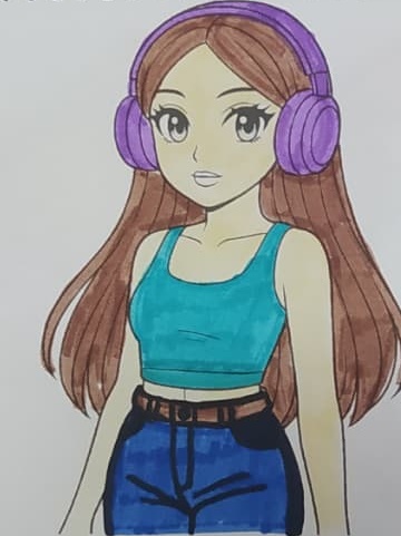 renatahatake's tweet image. Vibez de anime com estilo 🎧✨
Personagem estilosa com fone roxo, top turquesa e jeans de cintura alta! Arte vibrante que mistura atitude e charme. 
#AnimeStyle #DesenhoDigital #ArteOtaku #PersonagemOriginal #IlustraçãoManga #FãDeAnime