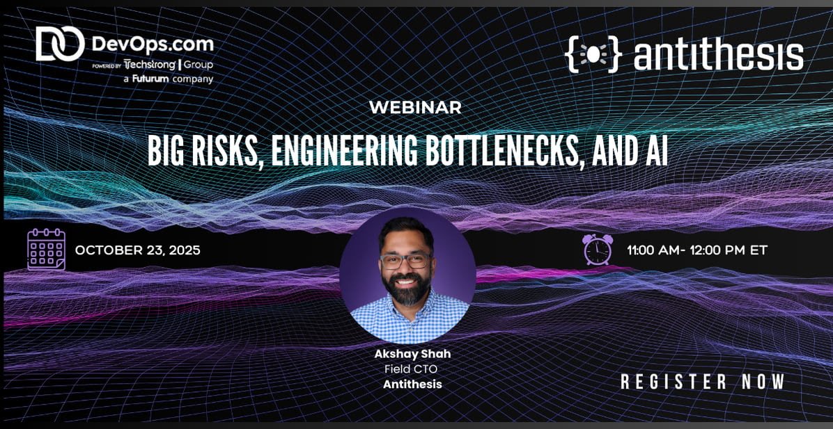 AntithesisHQ's tweet image. Our Field CTO @akshayshah and his cuddly, harmless anteaters are everywhere this month! This Thursday at 11ET, Akshay joins our friends at @devopsdotcom to talk about facing down the high risk projects you really need to tackle. Real talk, and real lessons from his 20+ years as a…