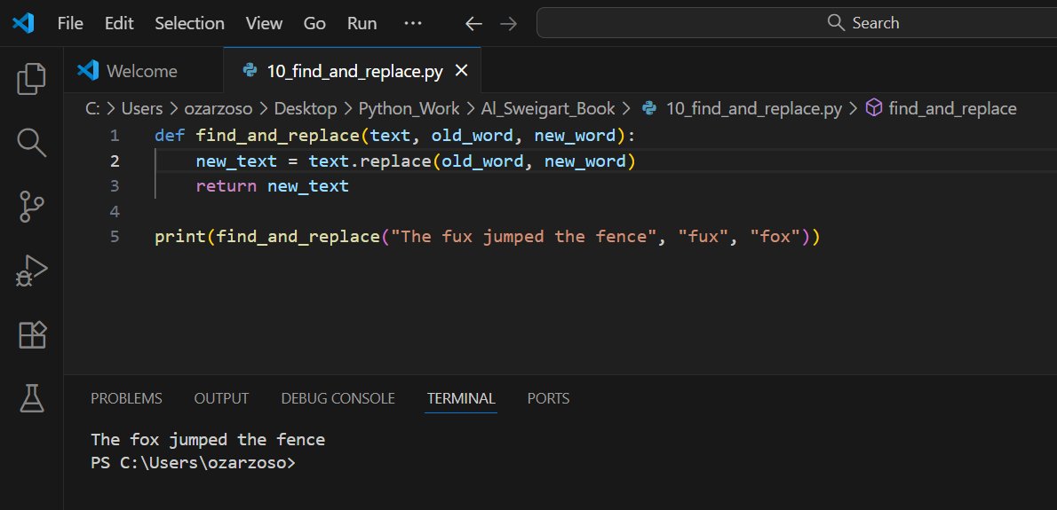 mazinger_data's tweet image. Day 9 of #100DaysOfCode 🚦
My #Codewars challenge was a traffic light controller in Python (green → yellow → red).
🐍From Al Sweigart’s book (Exercise 10), I built a Python function to find and replace words in text. Two fun exercises today!
#Codecademy study time now 🐍📖