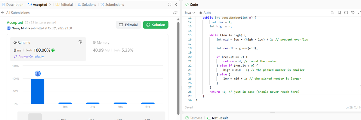 NeerajMishr12's tweet image. 🚀 Day 23/100 – Learning Journey
Solved 2 LeetCode Binary Search problems: First Bad Version &amp; Guess the Number 🔍
Practiced video questions to strengthen searching algorithms 🎯
Revised JS concepts: OOPs &amp; DOM for React ⚛️
Streak are alive ✨
#100DaysOfCode #BuildInPublic