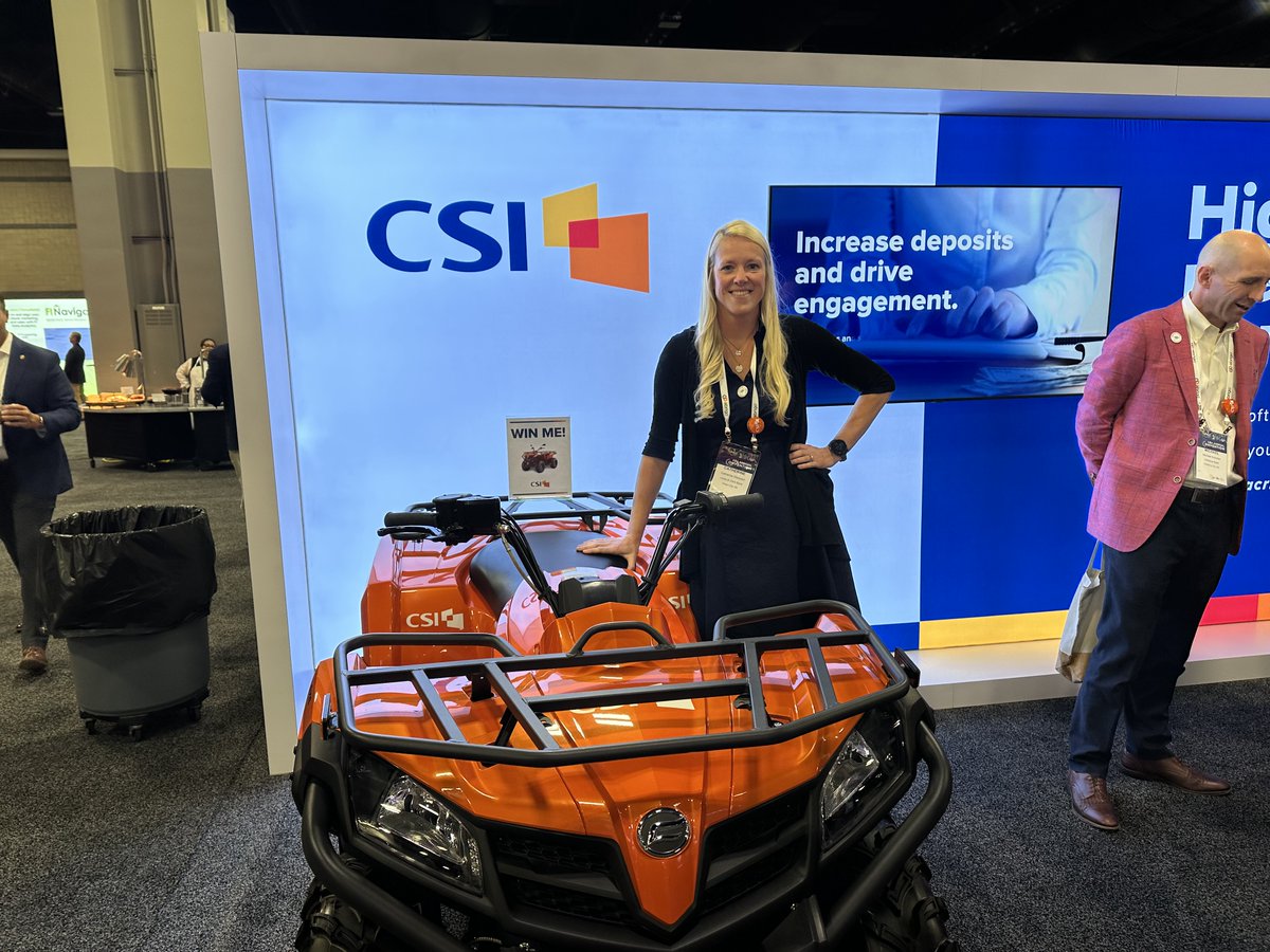 CSIsolutions's tweet image. Our team had an amazing time at the @ABABankers Annual Conference in Charlotte! Great to connect with forward-thinking leaders in banking and fintech. Huge congrats to our ATV raffle winner, Catherine Weissert! 🎟️🏆